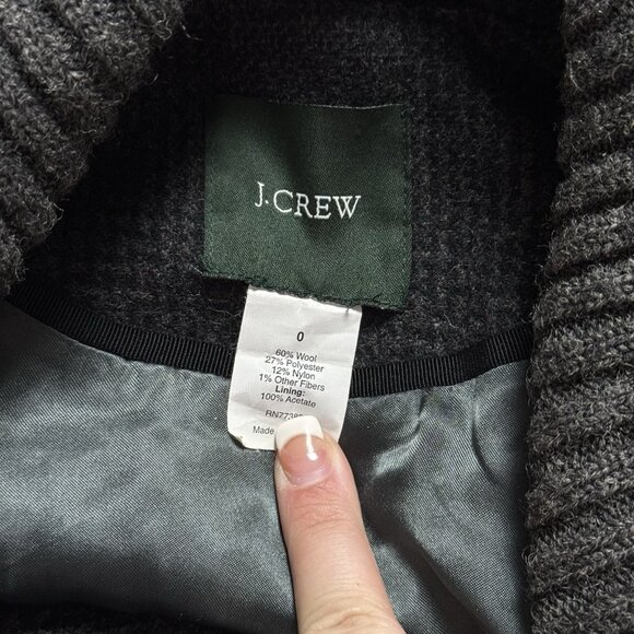 J Crew Sasha Peacoat Gray Plaid Wool Blend Capsule Cozy Academia Career Chic 0 - Picture 9 of 11